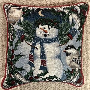 Festive Snowman Holiday Pillow
